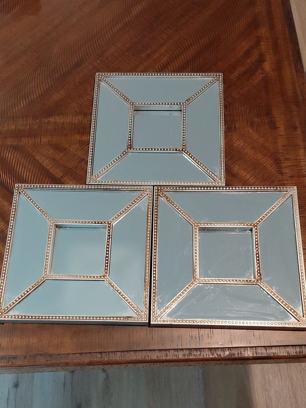Mirrored Wall Decor With Antiqued Silver Edging